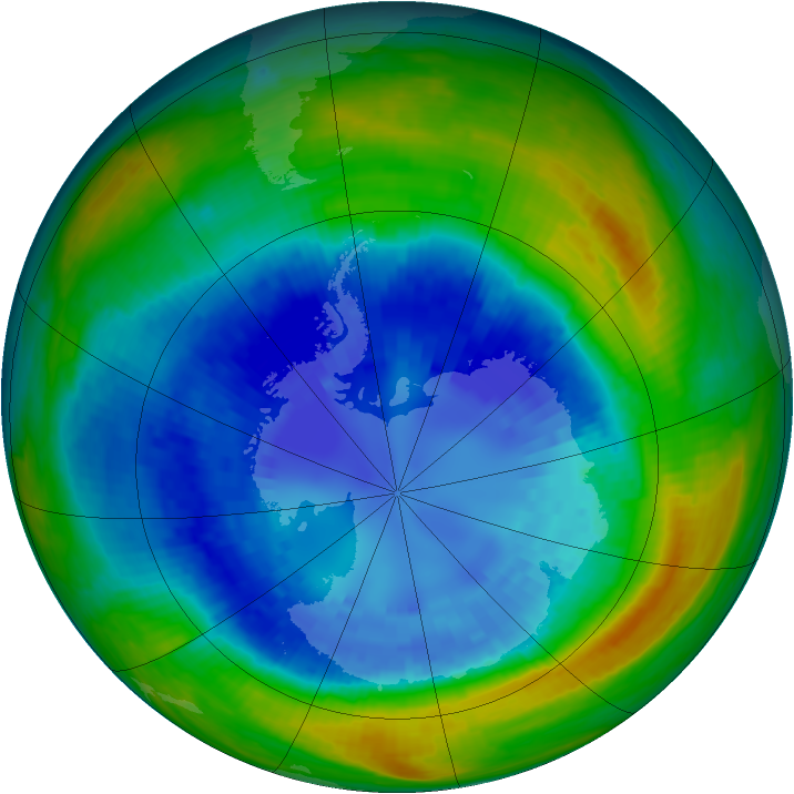 Antarctic ozone map for 02 September 2004